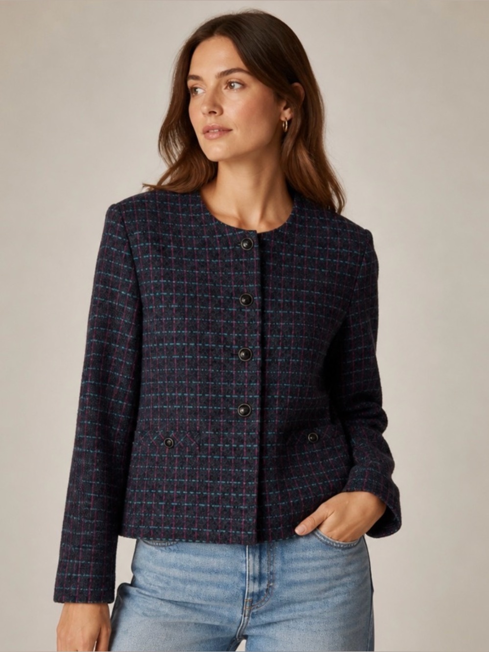 VINTAGE Wool Blend Tweed Blazer